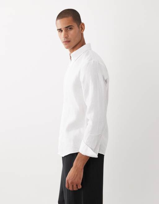Abercrombie & Fitch – Langärmliges Hemd aus 100% Leinen in Weiß, 3 von 5