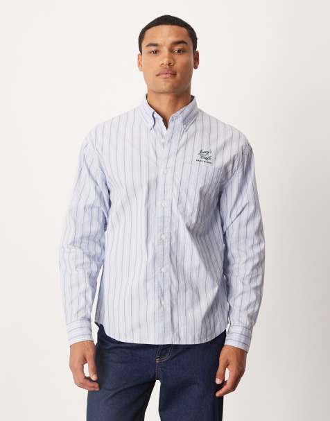 Abercrombie & Fitch – Langärmliges Hemd in Blau mit Preppy-Brust-Grafik - view 1
