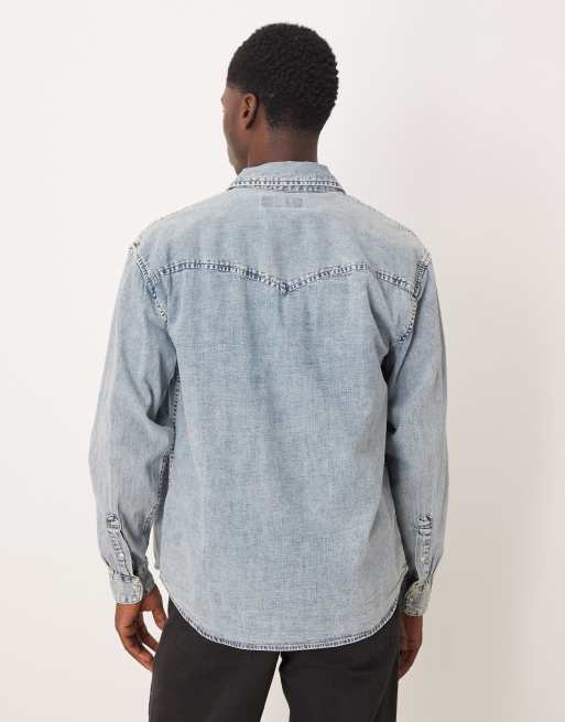 Abercrombie & Fitch – Langärmliges Jeanshemd in verwaschenem Hellblau, 3 von 5
