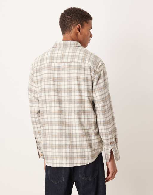 Abercrombie & Fitch – Langärmliges, kariertes Hemd in Beige, 3 von 5