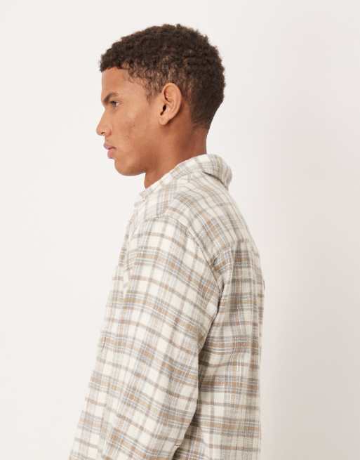 Abercrombie & Fitch – Langärmliges, kariertes Hemd in Beige, 4 von 5