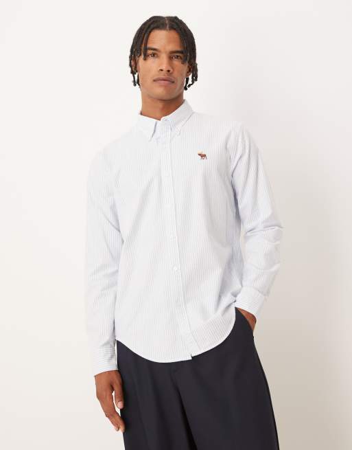 Abercrombie & Fitch – Langärmliges Oxford-Hemd in blau gestreift