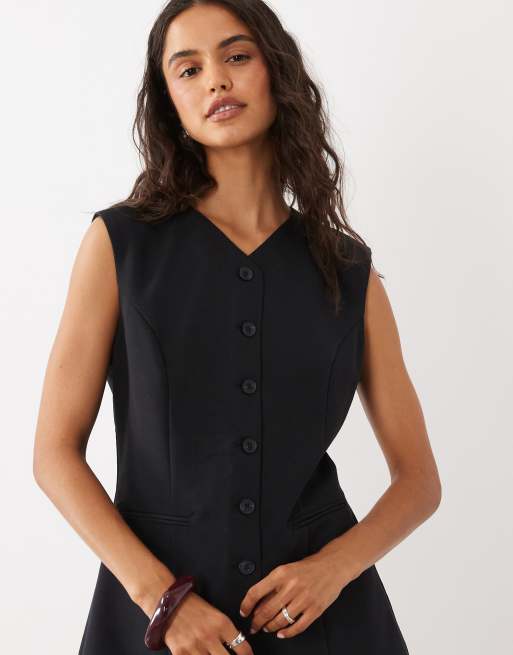 Abercrombie & Fitch langline vest med v-hals i sort, del af sæt, 2 af 4