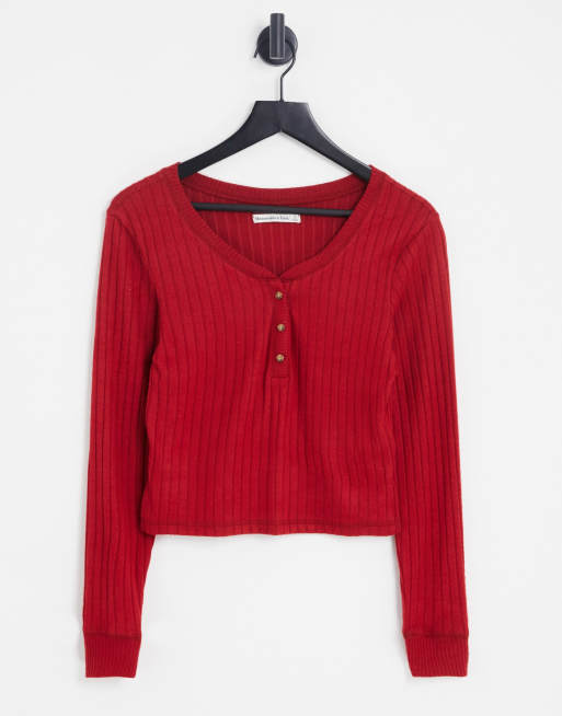 Abercrombie & Fitch - Langærmet loungewear-top i rød