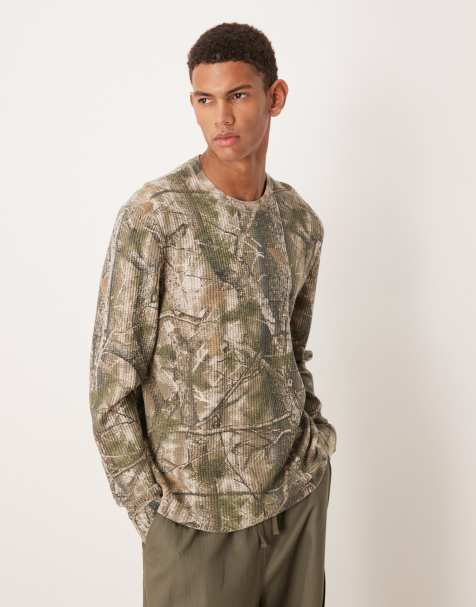 Abercrombie & Fitch - Langærmet vaflet top med camouflageprint - view 1