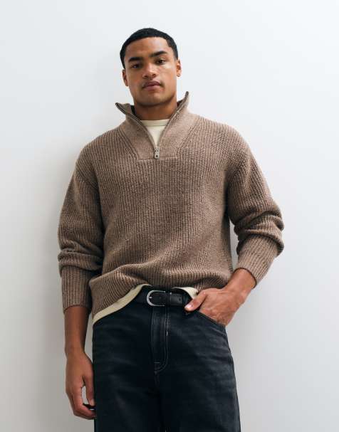 Abercrombie & Fitch lässiger Strickpullover mit 1/4-Reißverschluss in Mink - view 1