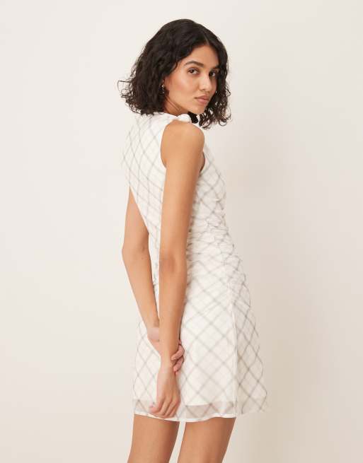 Abercrombie & Fitch layered mini dress in white, 3 of 4