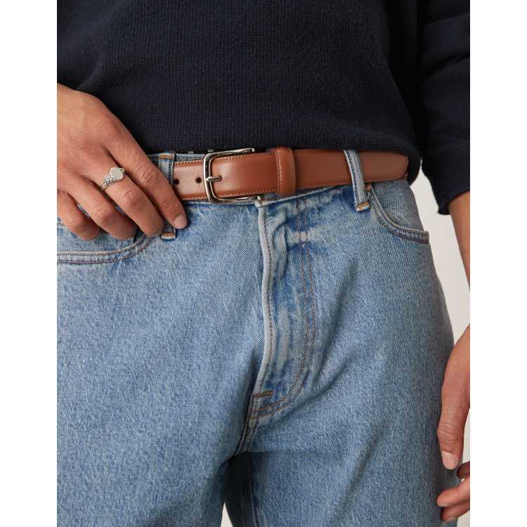 Abercrombie & Fitch leather belt Abercrombie & Fitch Navy Blue w/ Leather Trim BELT... | Depop main image 4