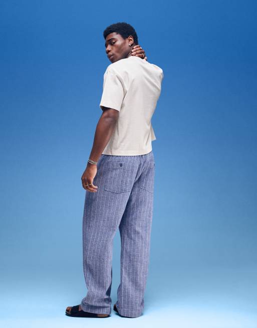 Abercrombie & Fitch – Leichte Hose in Blau mit Streifen und elastischem Bund, 3 von 5