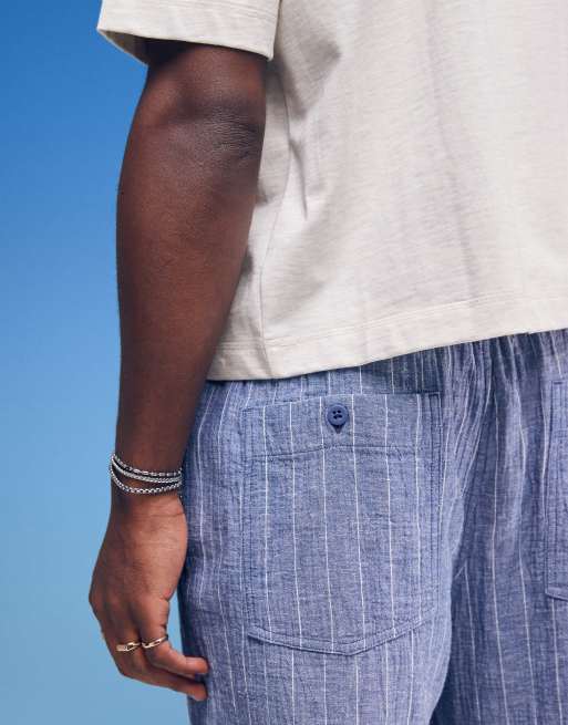 Abercrombie & Fitch – Leichte Hose in Blau mit Streifen und elastischem Bund, 5 von 5