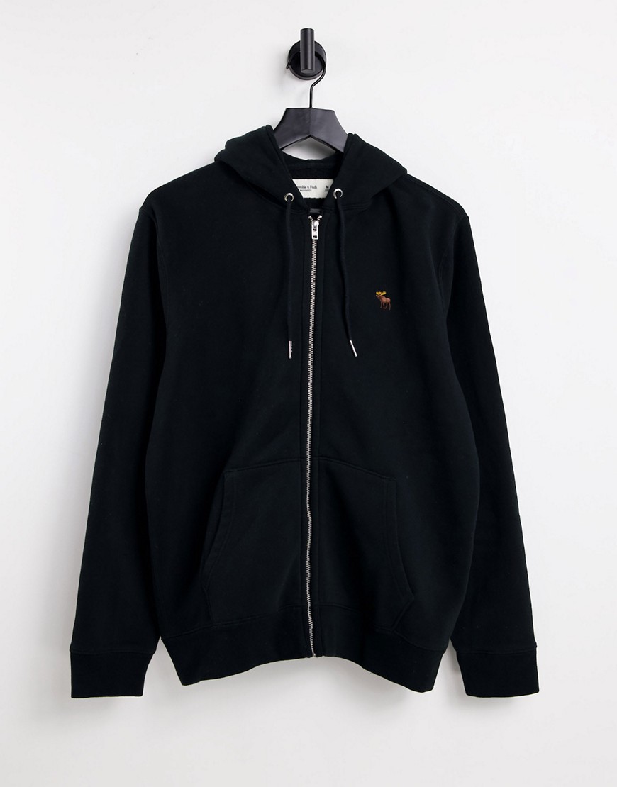 Abercrombie & Fitch 3d Icon Logo Relaxed Fit Full Zip Hoodie In Black ...