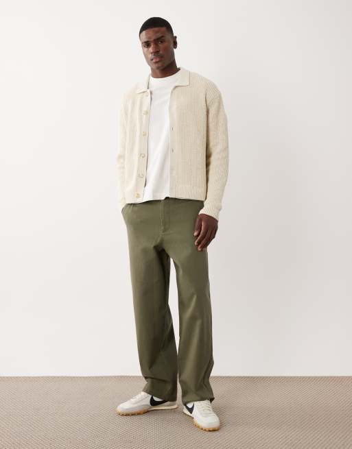 Abercrombie & Fitch light knit button up cardigan in cream, 2 of 5