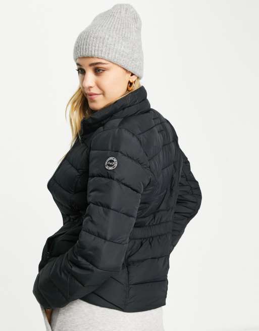 Abercrombie Fitch light weight puffer jacket in pure black ASOS