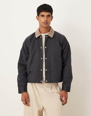 Abercrombie & Fitch lightweight cropped barn jacket in black