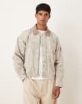 [Abercrombie & Fitch] Abercrombie & Fitch lightweight cropped barn jacket in camo print-Green 2XL Camo print
