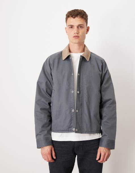 Abercrombie & Fitch lightweight cropped barn jacket in grey - view 1