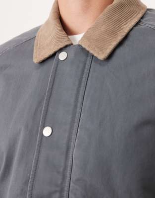 Abercrombie & Fitch Lightweight Cropped Barn Jacket In Gray