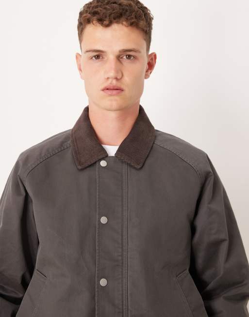 Abercrombie & Fitch lightweight cropped barn jacket in navy , 3 of 4