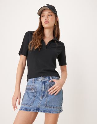 Abercrombie & Fitch lightweight denim mini cargo skirt in light