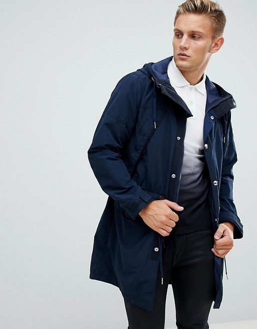 Abercrombie & Fitch lightweight hooded parka in navy | ASOS