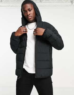 Abercrombie & Fitch Abercrombie & Fitch lightweight hooded puffer jacket in black