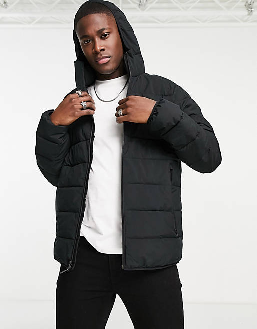 Abercrombie & Fitch lightweight hooded puffer jacket in black | ASOS