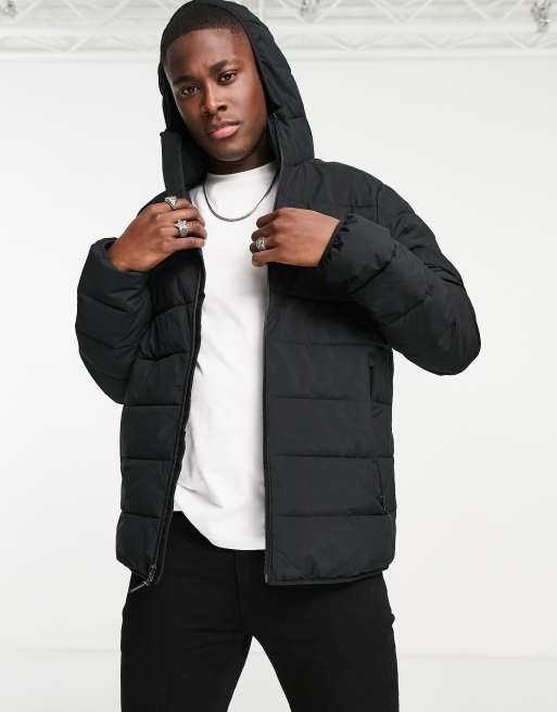 Abercrombie Fitch lightweight hooded puffer jacket in black