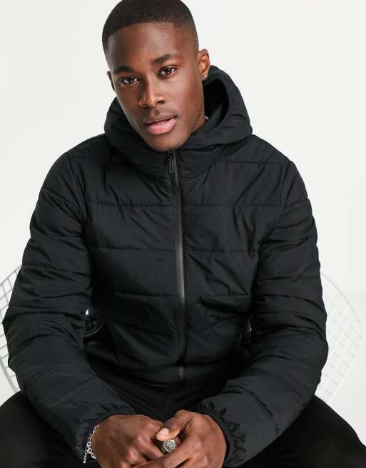 Abercrombie Fitch lightweight hooded puffer jacket in black ASOS