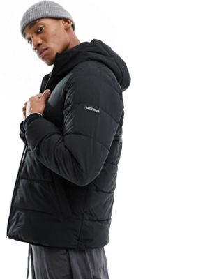 Abercrombie & Fitch lightweight hooded puffer jacket in black