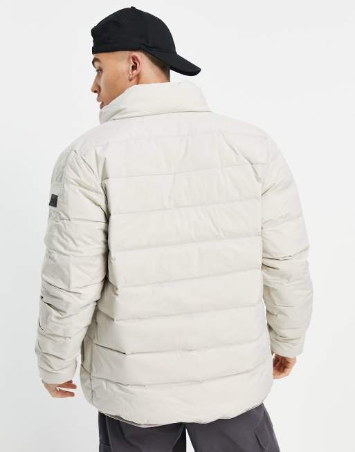 Abercrombie & Fitch lightweight hooded puffer jacket in stone