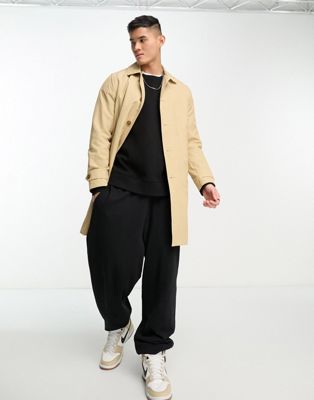 Abercrombie & Fitch lightweight mac overcoat in beige