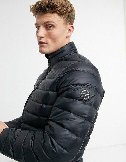 Abercrombie & Fitch lightweight mock neck puffer jacket in black