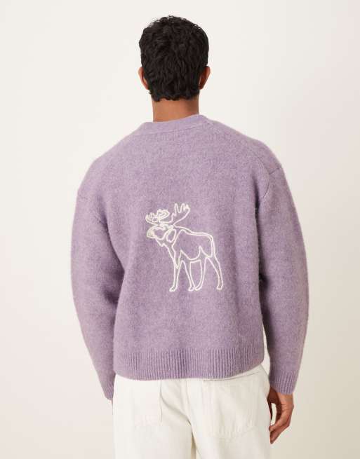 Abercrombie & Fitch - Lilla oversized cardigan med logo, 3 af 5