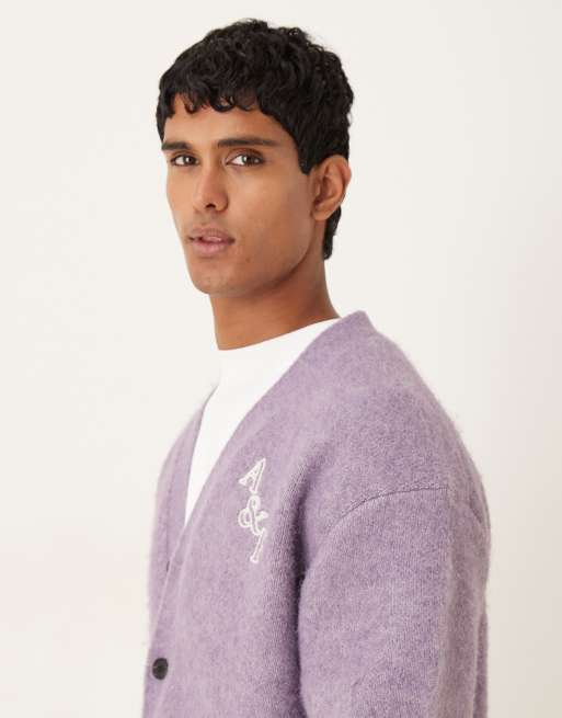 Abercrombie & Fitch - Lilla oversized cardigan med logo, 4 af 5