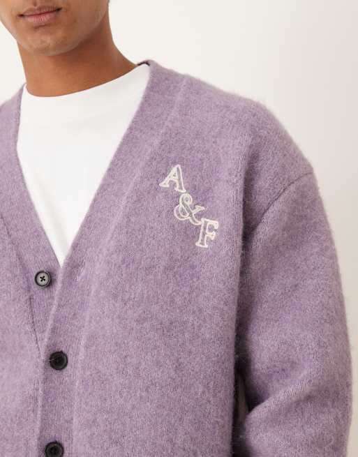 Abercrombie & Fitch - Lilla oversized cardigan med logo, 5 af 5