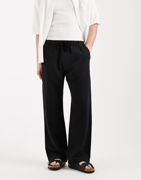 Abercrombie & Fitch linen blend baggy fit pants in black - view 1