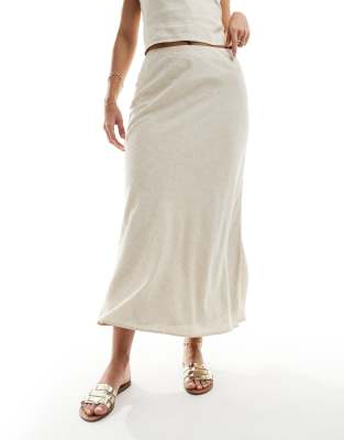 Abercrombie & Fitch Linen Blend Bias Cut Maxi Skirt In Neutral