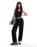 [Abercrombie & Fitch] Abercrombie & Fitch linen blend wide leg pants in black (part of a set) XS Black beauty