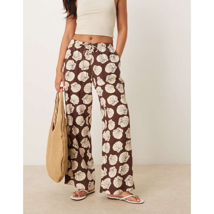 【関税&送料込】Palm Angels Printed Linen Blend Wide-Leg Pan Palm Angels Wide-leg pant in printed linen blend | The
