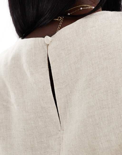 Abercrombie & Fitch linen look shell top in beige, 4 of 4