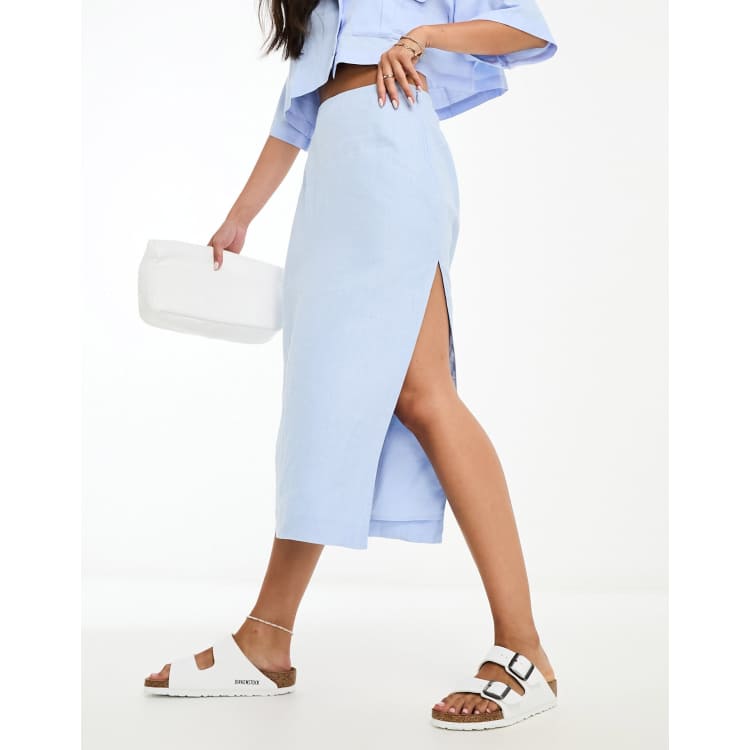 Light blue fitted on sale skirt