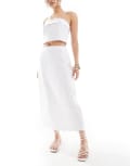 [Abercrombie & Fitch] Abercrombie & Fitch linen midi skirt with scallop edges in white (part of a set) XS WHITE