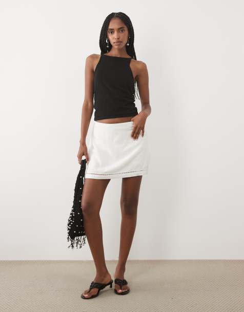 Abercrombie & Fitch linen mini skort in white - view 1
