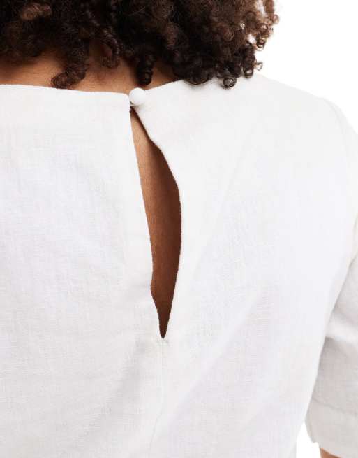 Abercrombie & Fitch linen mix T-shirt dress in white