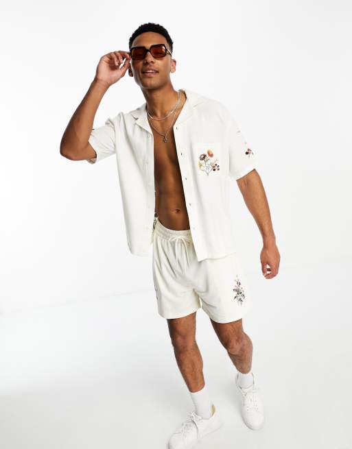 Abercrombie & Fitch linen resort short sleeve shirt with floral