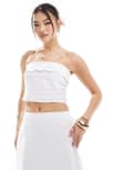 [Abercrombie & Fitch] Abercrombie & Fitch linen scallop edged top in white (part of a set) S WHITE