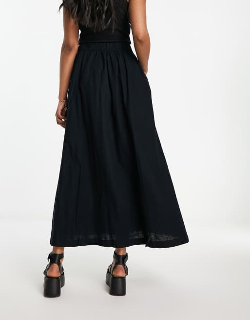 Abercrombie & Fitch - Linnen maxi-rok in zwart, 3 van 4