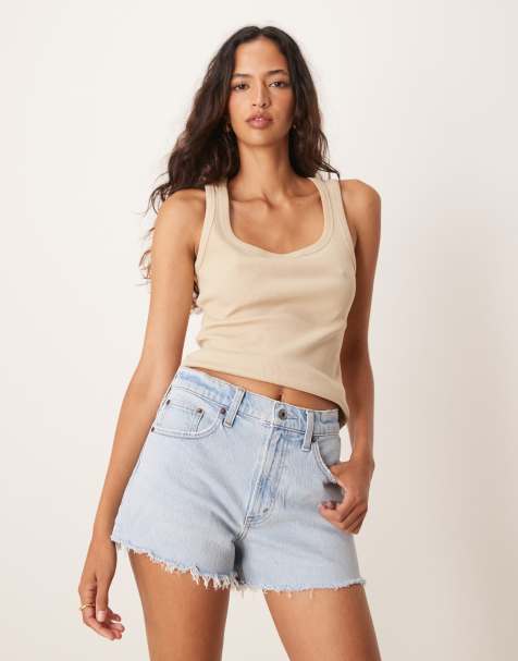 Abercrombie & Fitch – Ljusblå, avskurna shorts i 90-talsstil - view 1