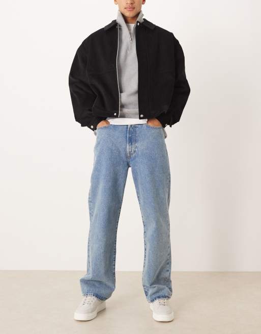 Abercrombie & Fitch – Ljusblå, baggy jeans med fem fickor