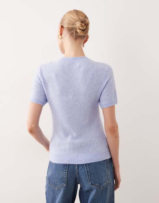 Abercrombie & Fitch – Ljusblå, stickad t-shirt, 3 av 4